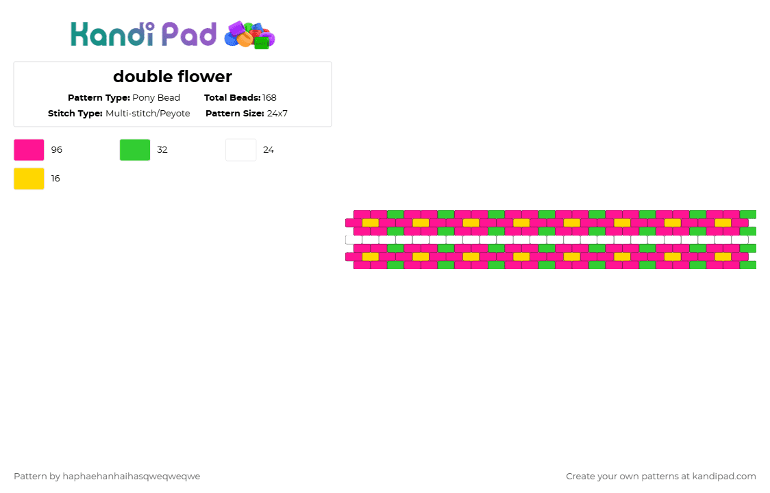 double flower - Pony Bead Pattern by haphaehanhaihasqweqweqwe on Kandi Pad - pink