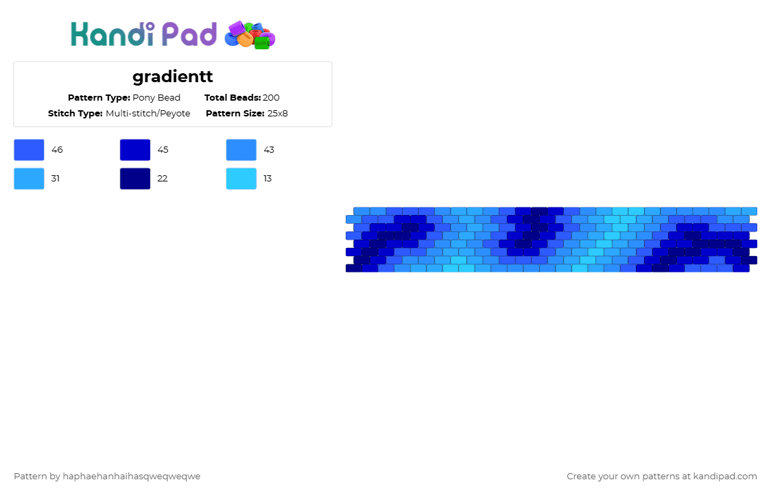 gradientt - Pony Bead Pattern by haphaehanhaihasqweqweqwe on Kandi Pad - gradient,cuff,water,ocean,purple,light blue