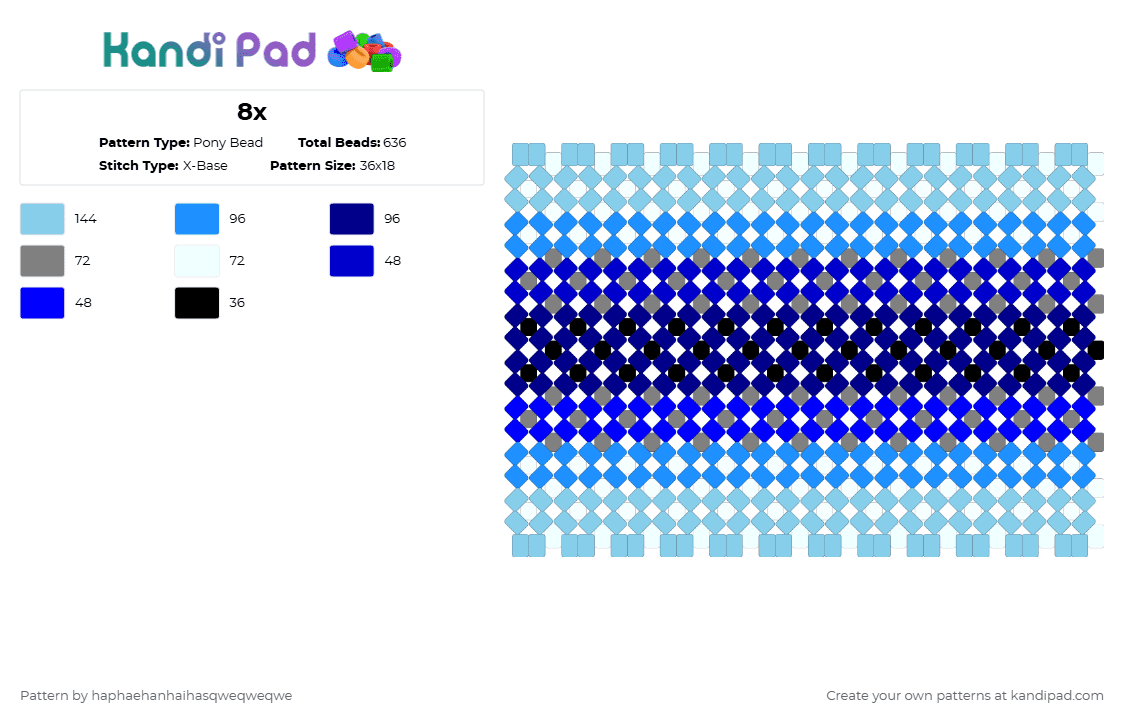 8x Pony Bead Pattern - Kandi Pad | Kandi Patterns, Fuse Bead Patterns ...