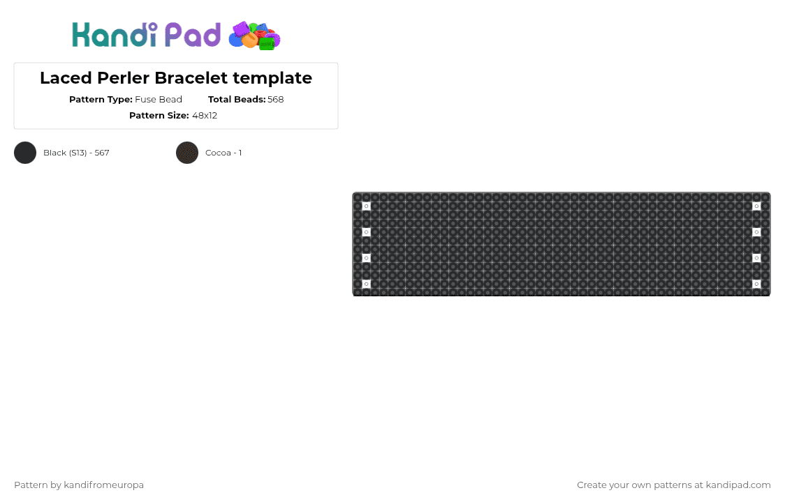 Laced Perler Bracelet template - Fuse Bead Pattern by kandifromeuropa on Kandi Pad - black