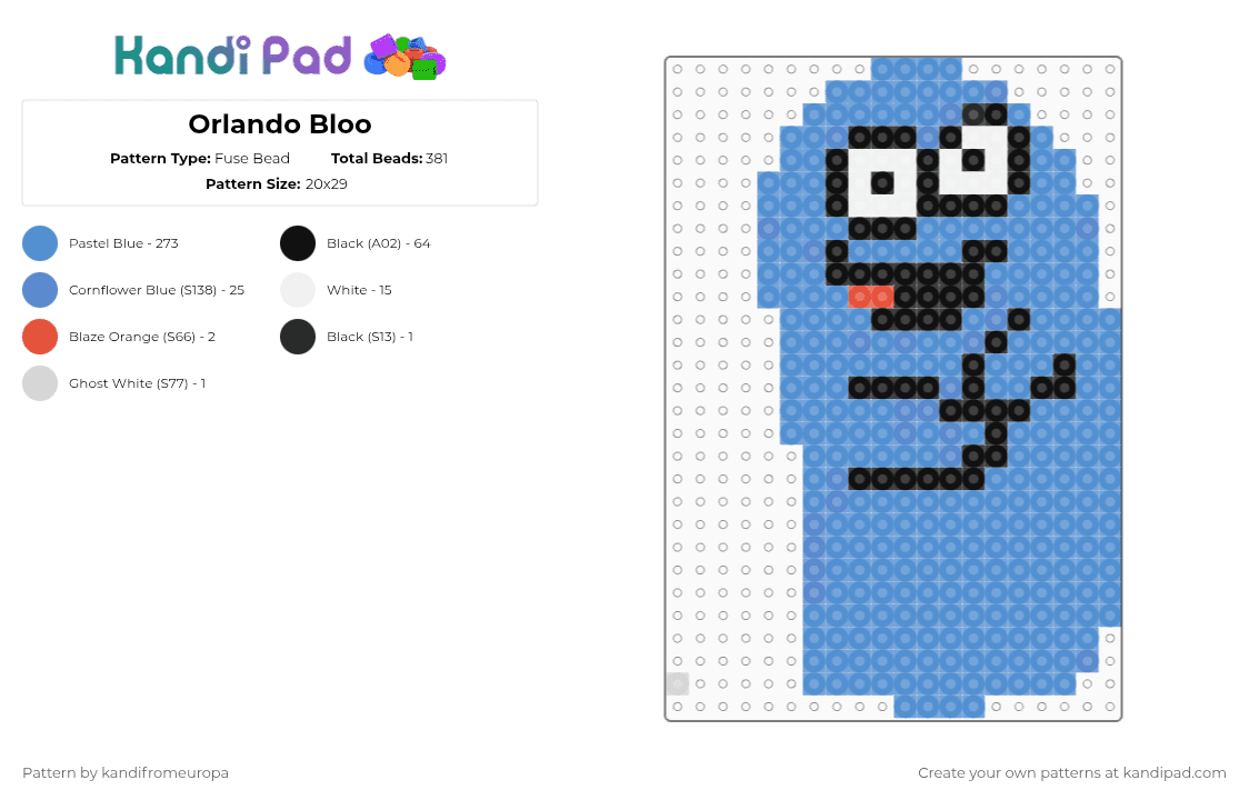 Orlando Bloo - Fuse Bead Pattern by kandifromeuropa on Kandi Pad - light blue
