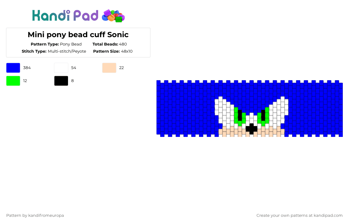 Mini pony bead cuff Sonic - Pony Bead Pattern by kandifromeuropa on Kandi Pad - purple