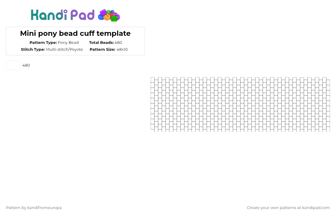 Mini pony bead cuff template - Pony Bead Pattern by kandifromeuropa on Kandi Pad - white