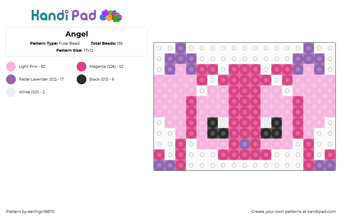 Angel - Fuse Bead Pattern by earthgirl9870 on Kandi Pad - pink