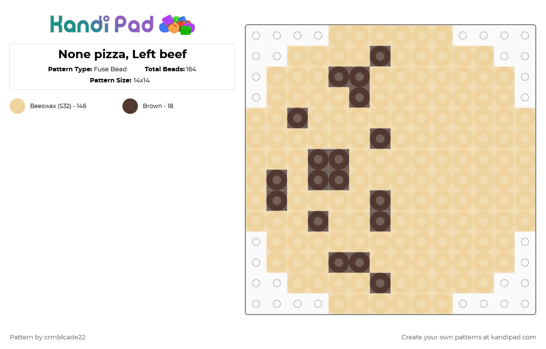 None pizza, Left beef - Fuse Bead Pattern by crmblcade22 on Kandi Pad - beige,pizza,beef,meme,2007,dominos