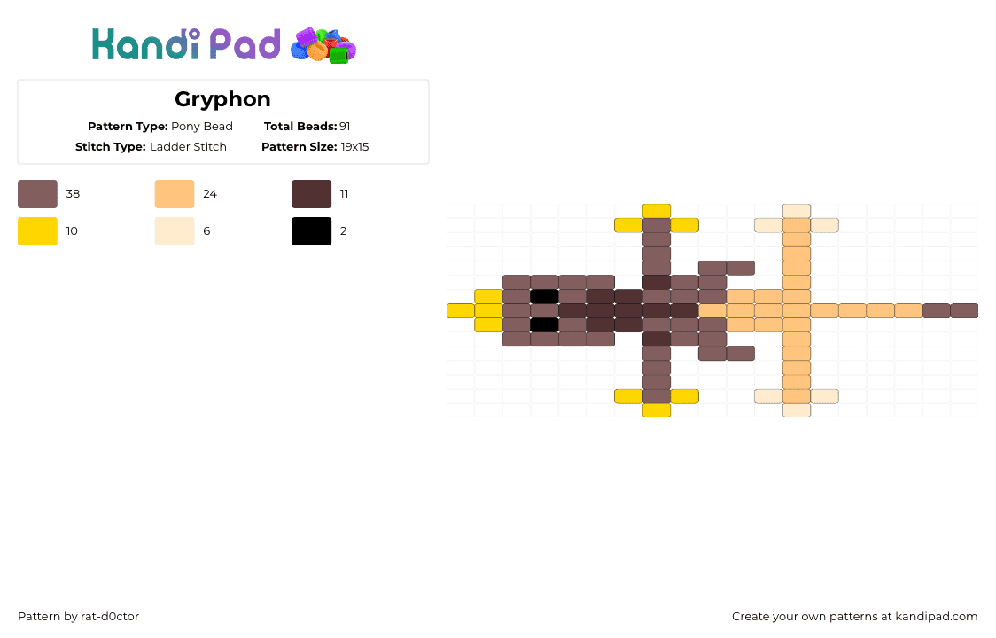 Gryphon - Pony Bead Pattern by rat-d0ctor on Kandi Pad - tan,orange,griffin,gryphon