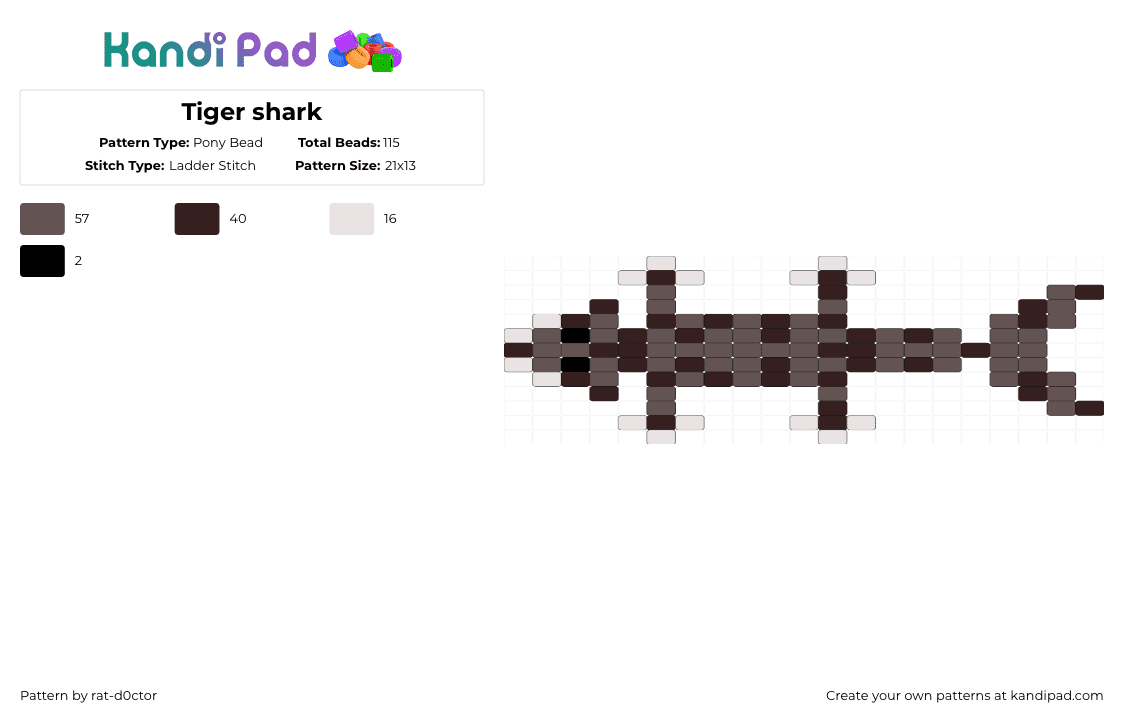 Tiger shark - Pony Bead Pattern by rat-d0ctor on Kandi Pad - brown,tiger,shark