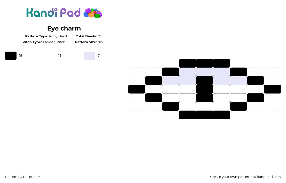 Eye charm - Pony Bead Pattern by rat-d0ctor on Kandi Pad - white,black,eye,charm