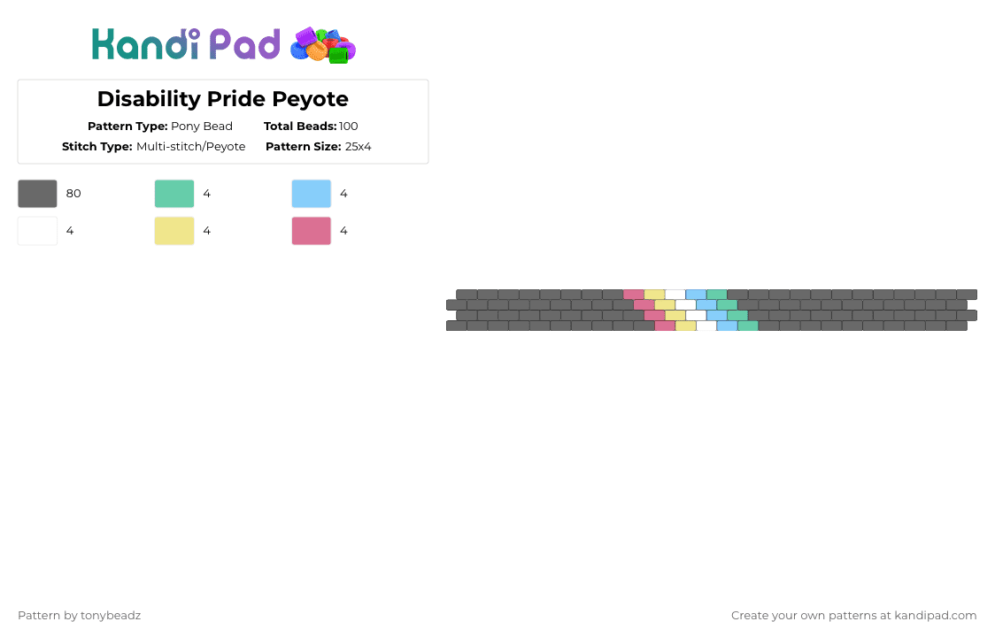 Disability Pride Peyote - Pony Bead Pattern by tonybeadz on Kandi Pad - gray