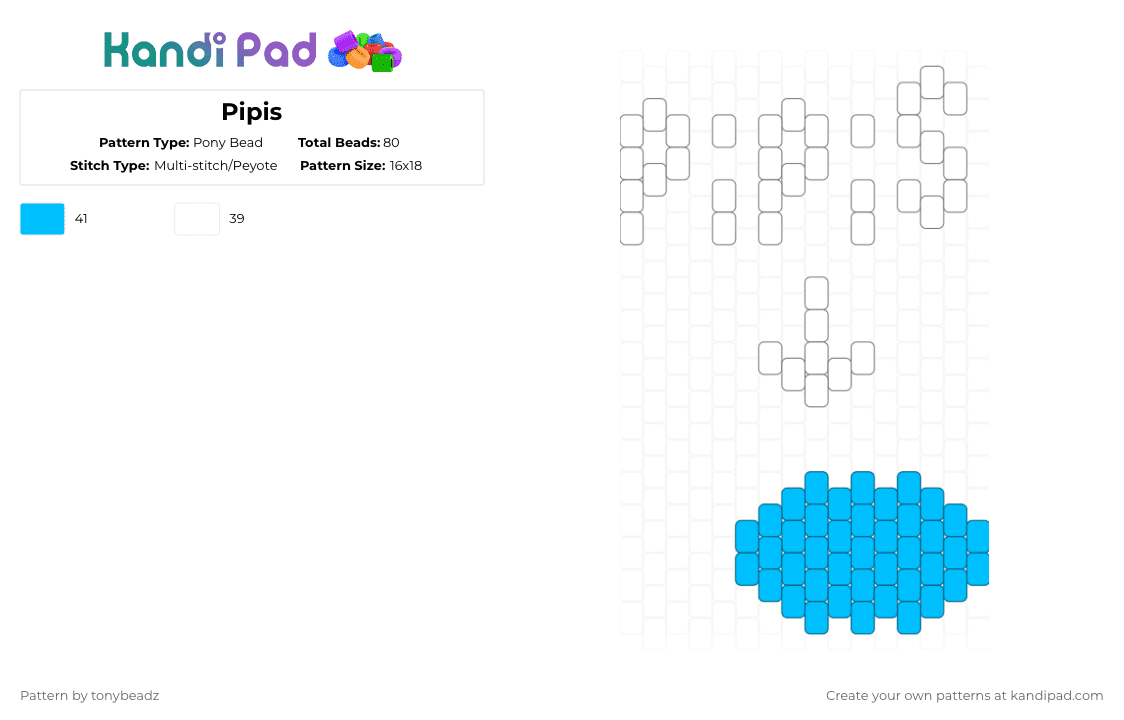 Pipis - Pony Bead Pattern by tonybeadz on Kandi Pad - light blue, white