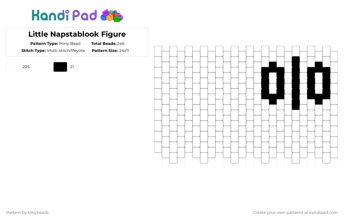 Little Napstablook Figure - Pony Bead Pattern by tonybeadz on Kandi Pad - white