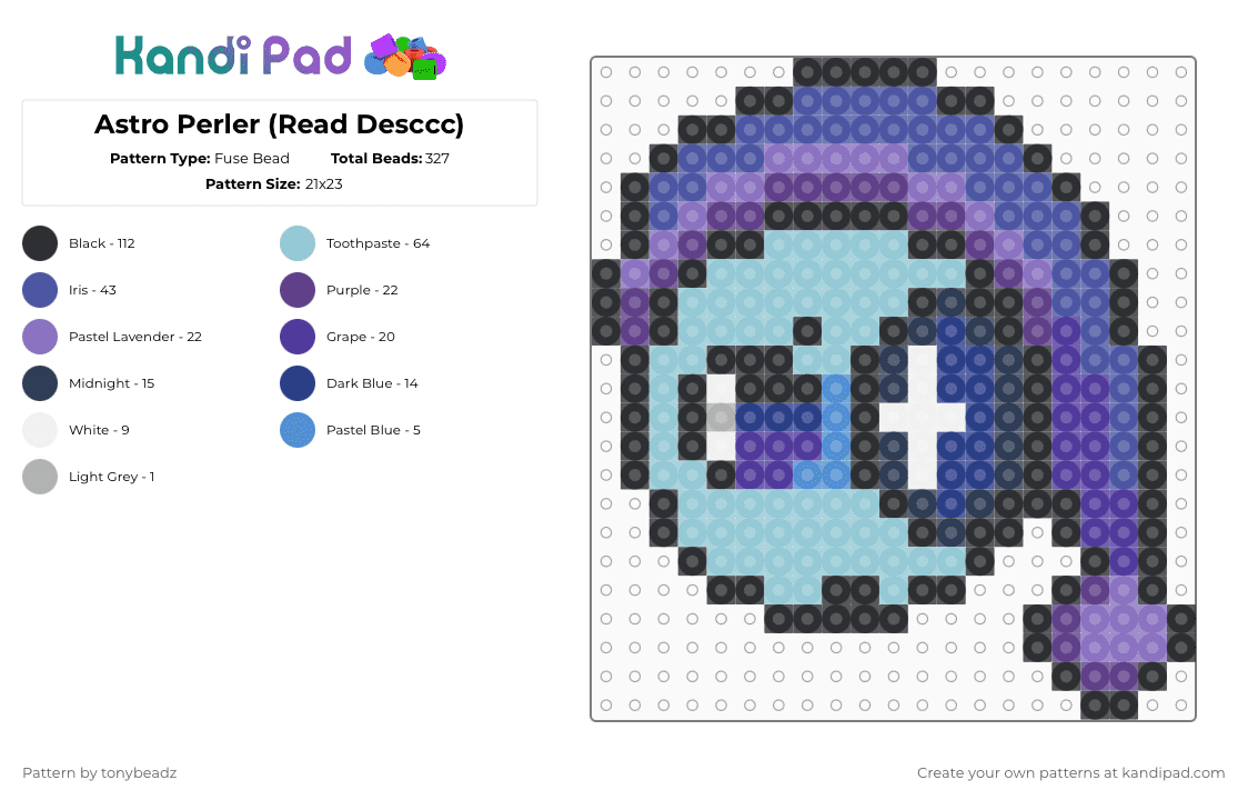 Astro Perler (Read Desccc) - Fuse Bead Pattern by tonybeadz on Kandi Pad - light blue,purple
