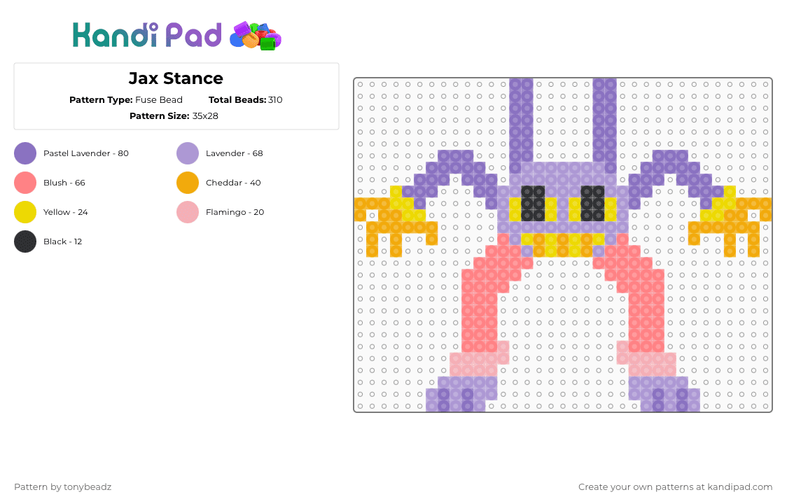 Jax Stance - Fuse Bead Pattern by tonybeadz on Kandi Pad - blue,pink,red