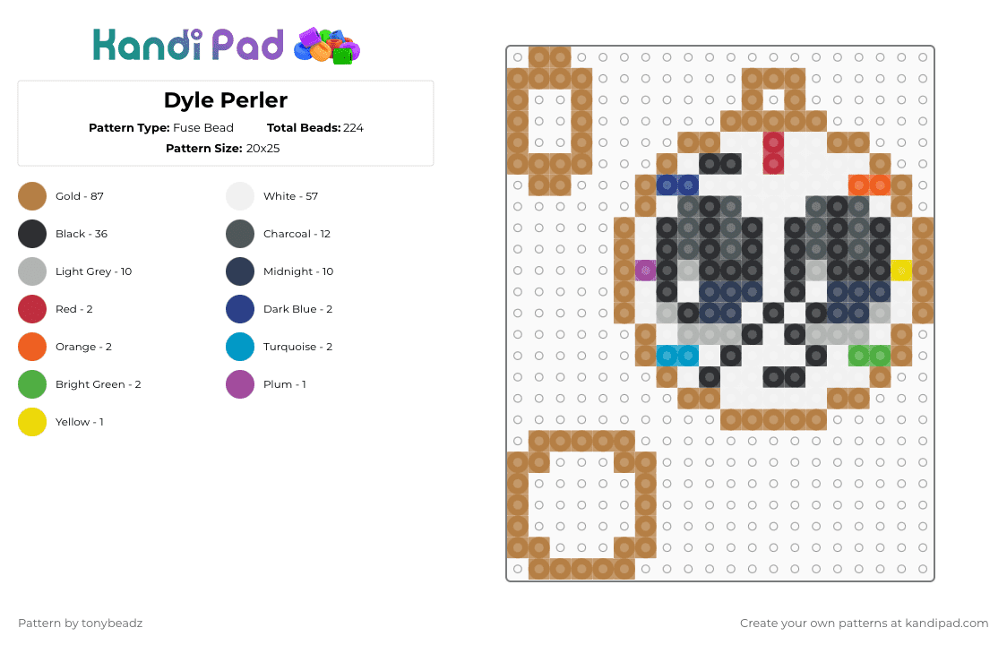 Dyle Perler - Fuse Bead Pattern by tonybeadz on Kandi Pad - pink,tan