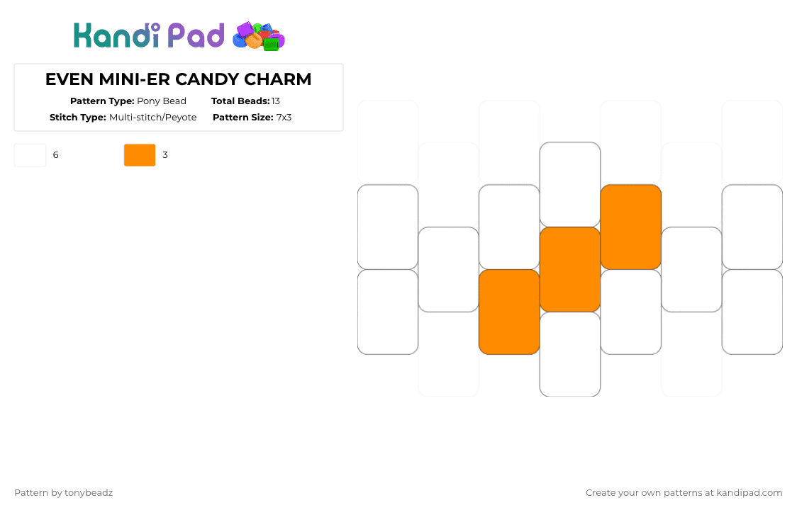 SUPER TINY CANDY CHARM - Pony Bead Pattern by tonybeadz on Kandi Pad - white