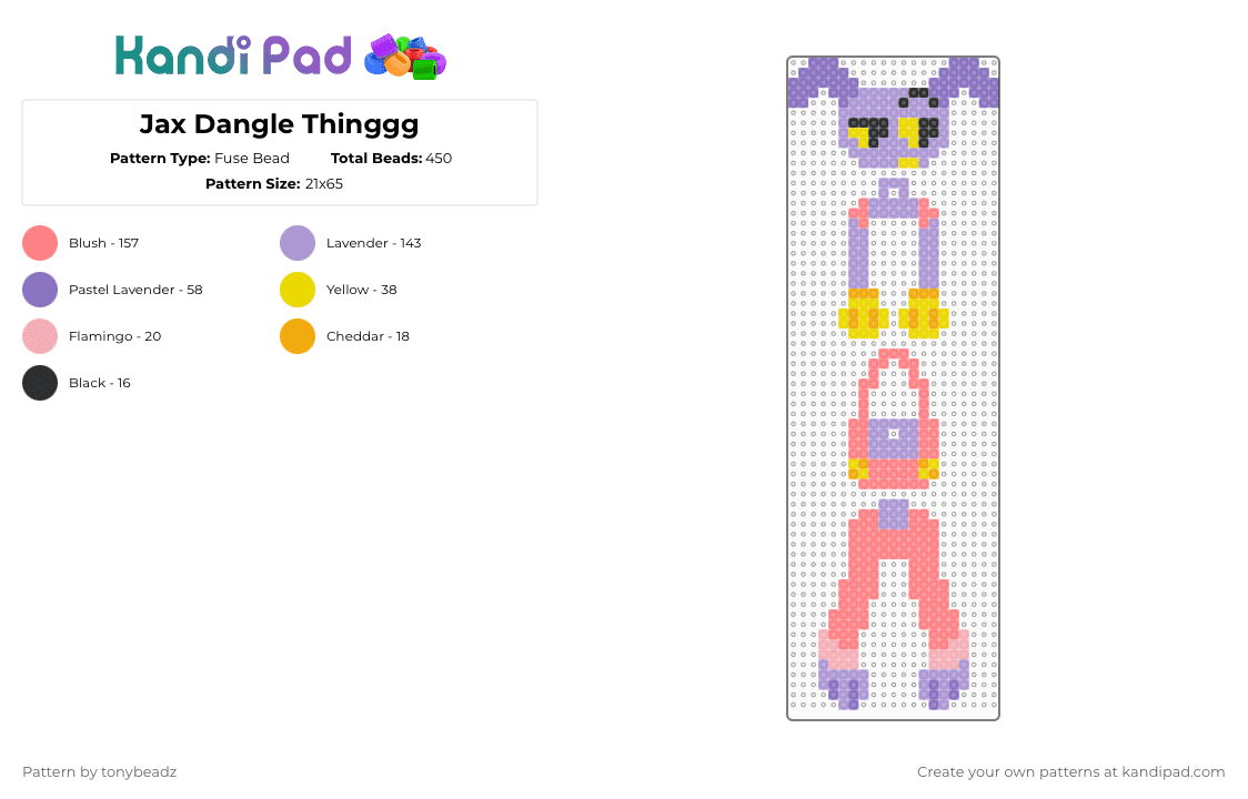 Jax Dangle Thinggg - Fuse Bead Pattern by tonybeadz on Kandi Pad - pink,red