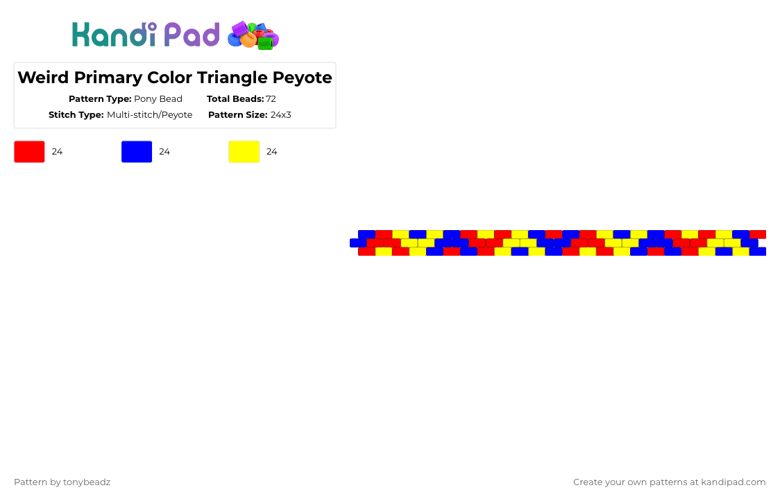 Weird Primary Color Triangle Peyote - Pony Bead Pattern by tonybeadz on Kandi Pad - 