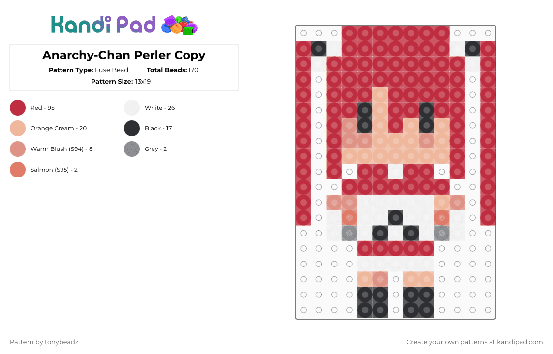 Anarchy-Chan Perler Copy - Fuse Bead Pattern by tonybeadz on Kandi Pad - red