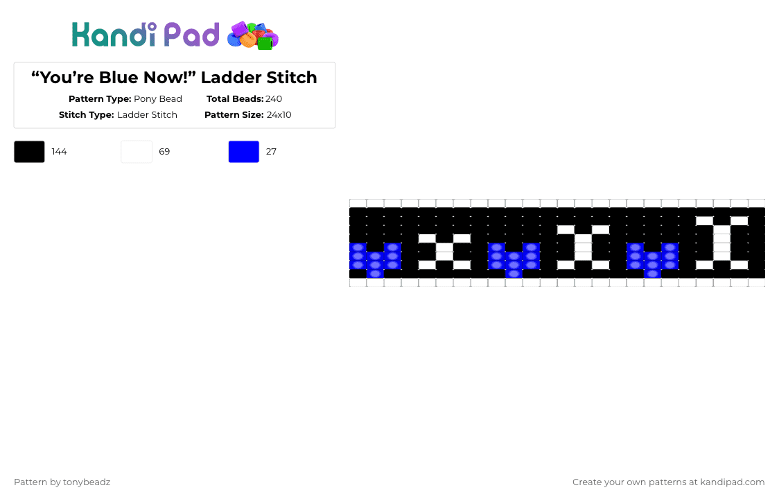 “You’re Blue Now!” Ladder Stitch - Pony Bead Pattern by tonybeadz on Kandi Pad - white,purple,undertale,sans,papyrus,blue,bones