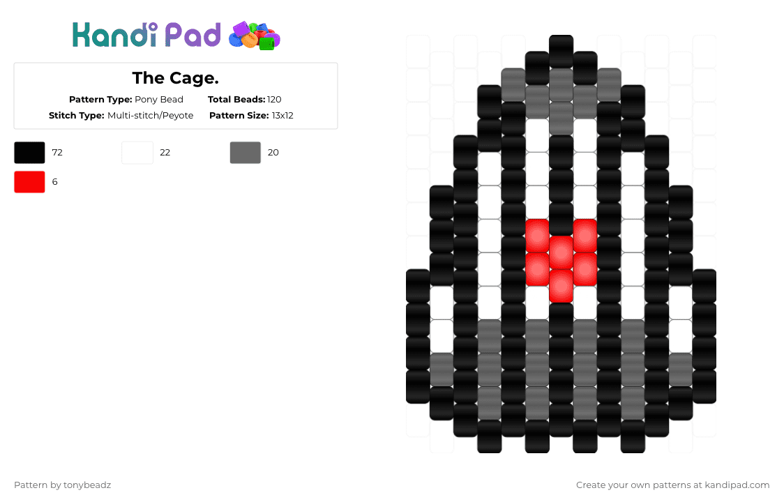 The Cage. - Pony Bead Pattern by tonybeadz on Kandi Pad - black,gray