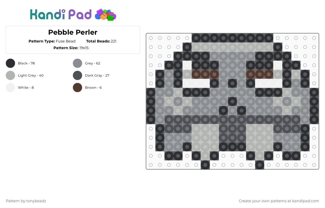 Pebble Perler - Fuse Bead Pattern by tonybeadz on Kandi Pad - gray