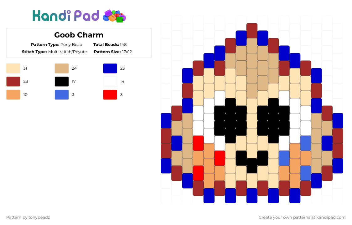 Goob Charm - Pony Bead Pattern by tonybeadz on Kandi Pad - 