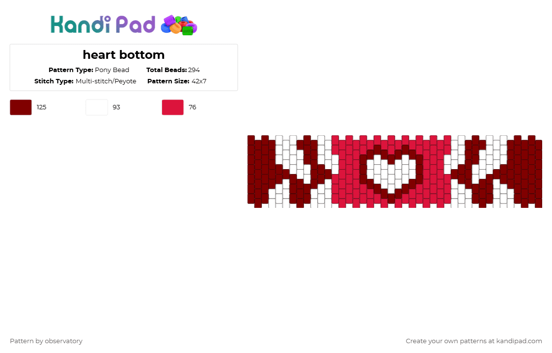 heart bottom - Pony Bead Pattern by observatory on Kandi Pad - red,brown