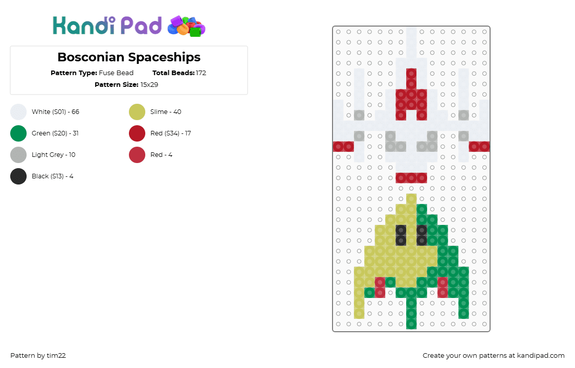 Bosconian Spaceships - Fuse Bead Pattern by tim22 on Kandi Pad - green,namco,bosconian,arcade,spaceship,starship