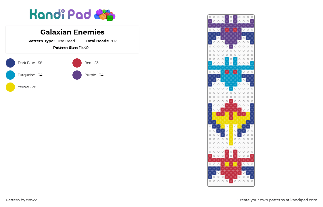 Galaxian Enemies - Fuse Bead Pattern by tim22 on Kandi Pad - red,blue,namco,arcade,galaga,galaxian,aliens,alien,enemy