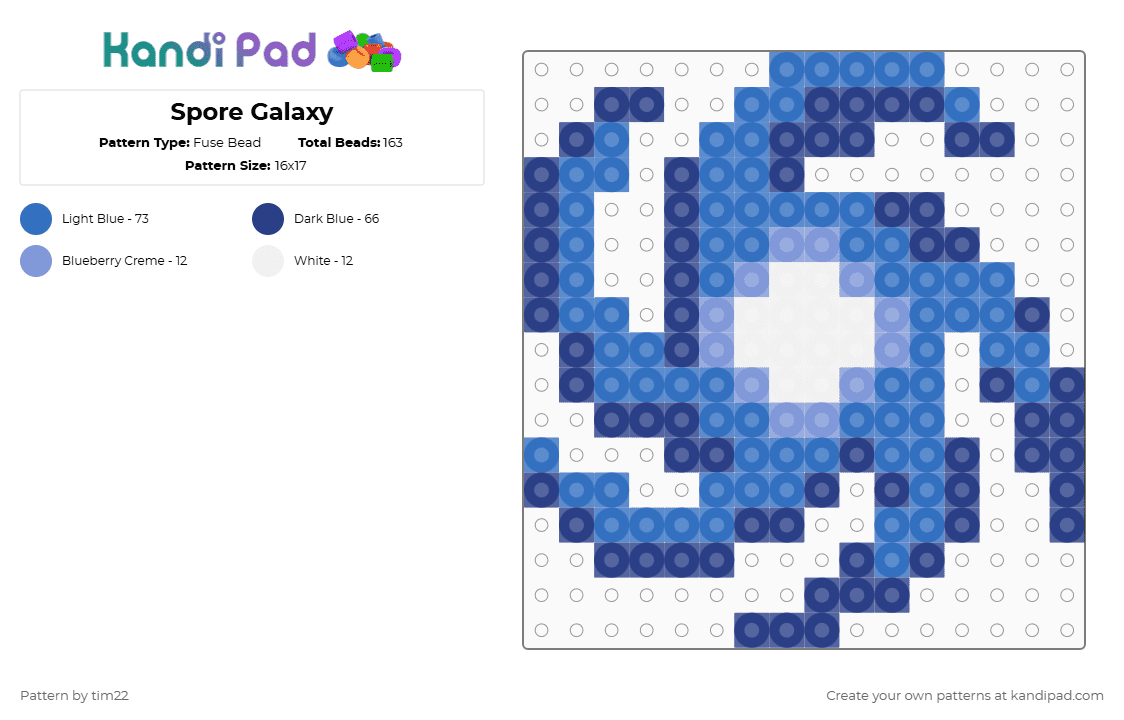 Spore Galaxy - Fuse Bead Pattern by tim22 on Kandi Pad - blue,spore,scifi,galaxy,cosmic,white