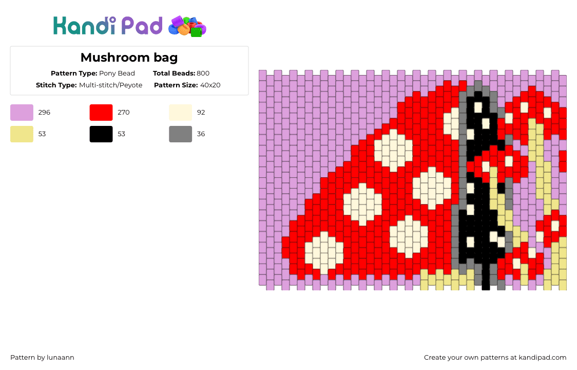 Mushroom bag - Pony Bead Pattern by lunaann on Kandi Pad - pink,red