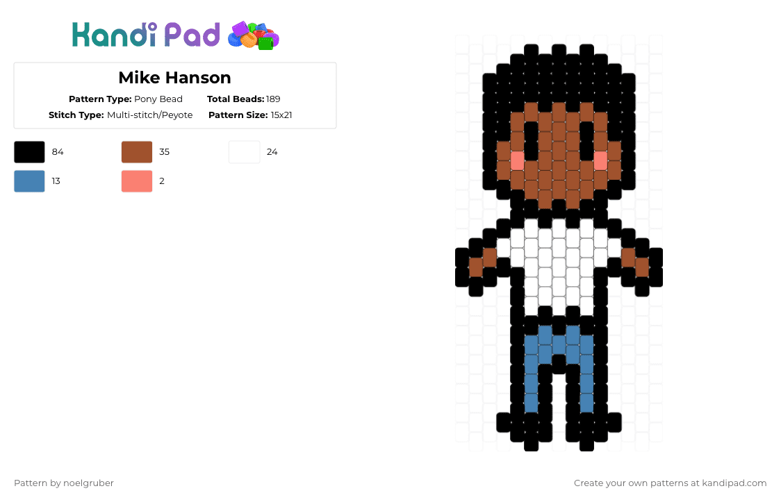 Mike Hanson - Pony Bead Pattern by noelgruber on Kandi Pad - black, red