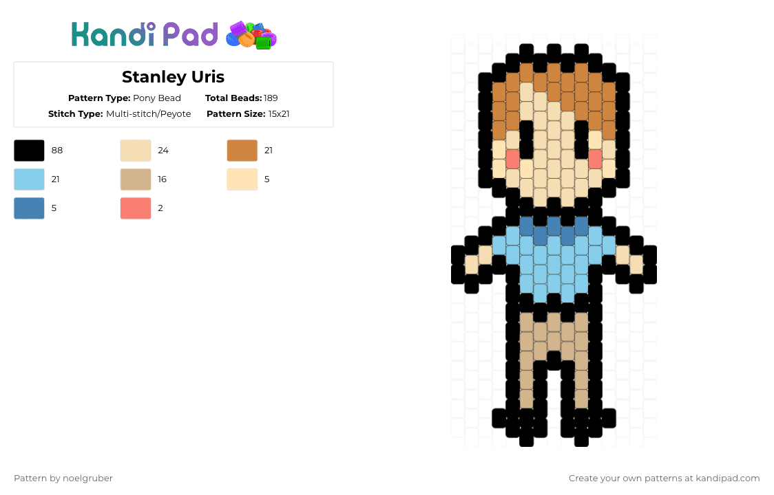 Stanley Uris - Pony Bead Pattern by noelgruber on Kandi Pad - beige