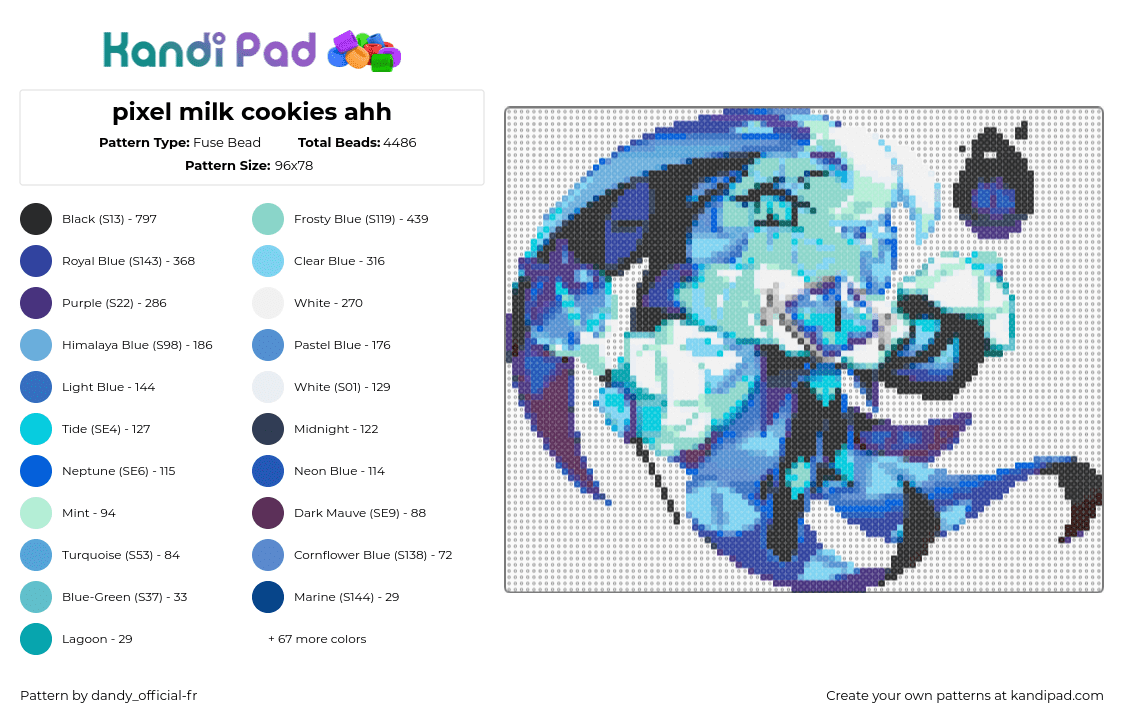 pixel milk cookies ahh - Fuse Bead Pattern by dandy_official-fr on Kandi Pad - purple,blue,light blue