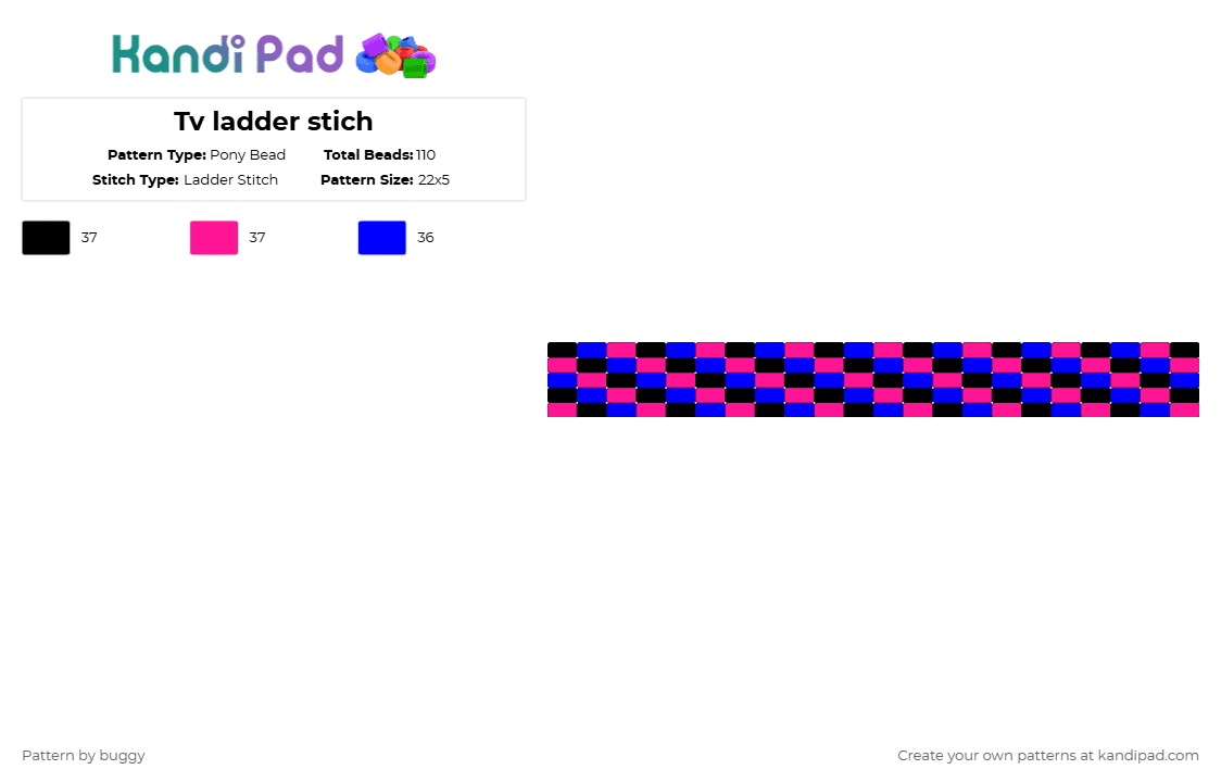 Tv ladder stich - Pony Bead Pattern by buggy on Kandi Pad - pink,purple