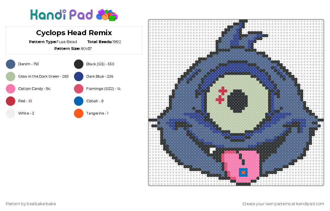 Cyclops Head Remix - Fuse Bead Pattern by bestbakerbabe on Kandi Pad - blue,beige