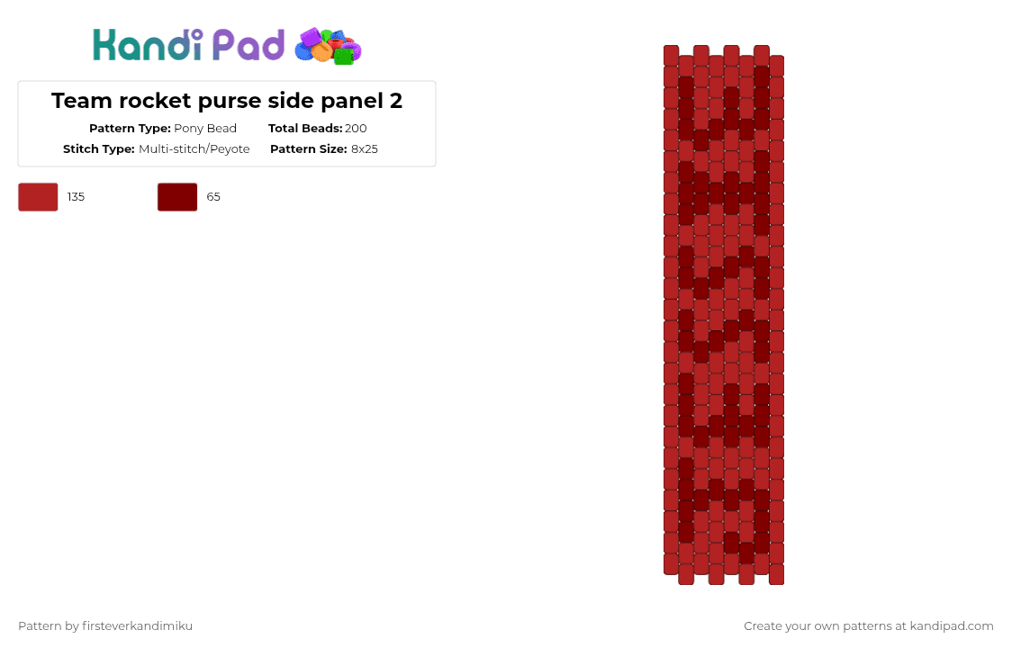 Team rocket purse side panel 2 - Pony Bead Pattern by mack_truck on Kandi Pad - brown, red