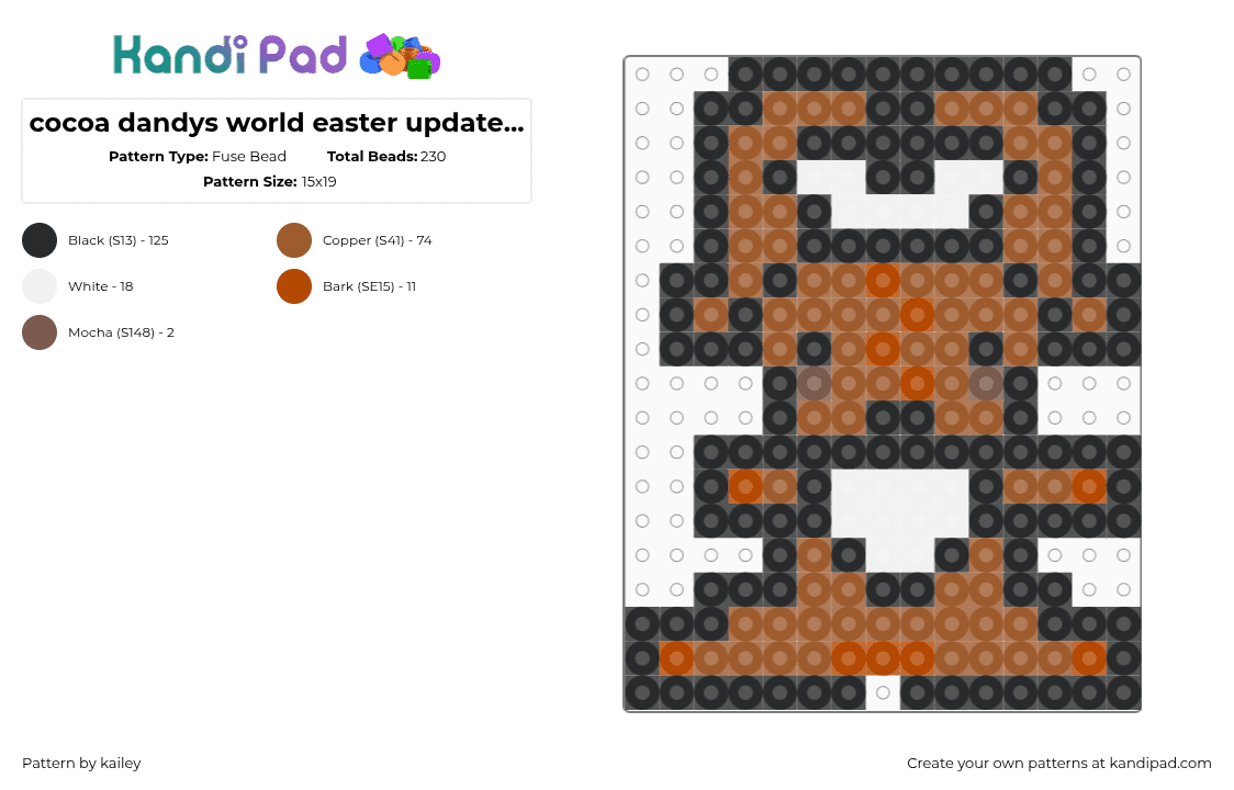 cocoa dandys world easter update! creds in disc! - Fuse Bead Pattern by kailey on Kandi Pad - black,tan