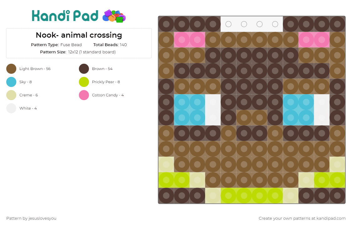 Nook- animal crossing - Fuse Bead Pattern by jesuslovesyou on Kandi Pad - animal crossing,video games,nook