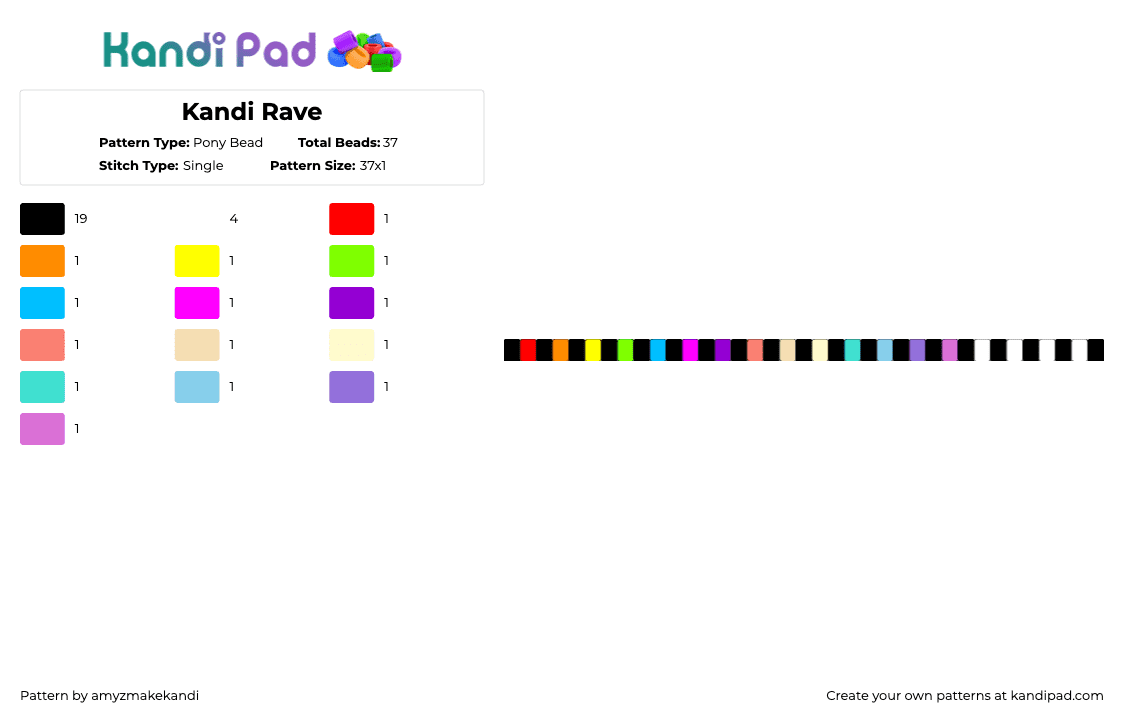 Kandi Rave - Pony Bead Pattern by amyzmakekandi on Kandi Pad - black,yellow,pink,purple,colorful,kandi,scene,rawrr,rave,2000s,x3,xd