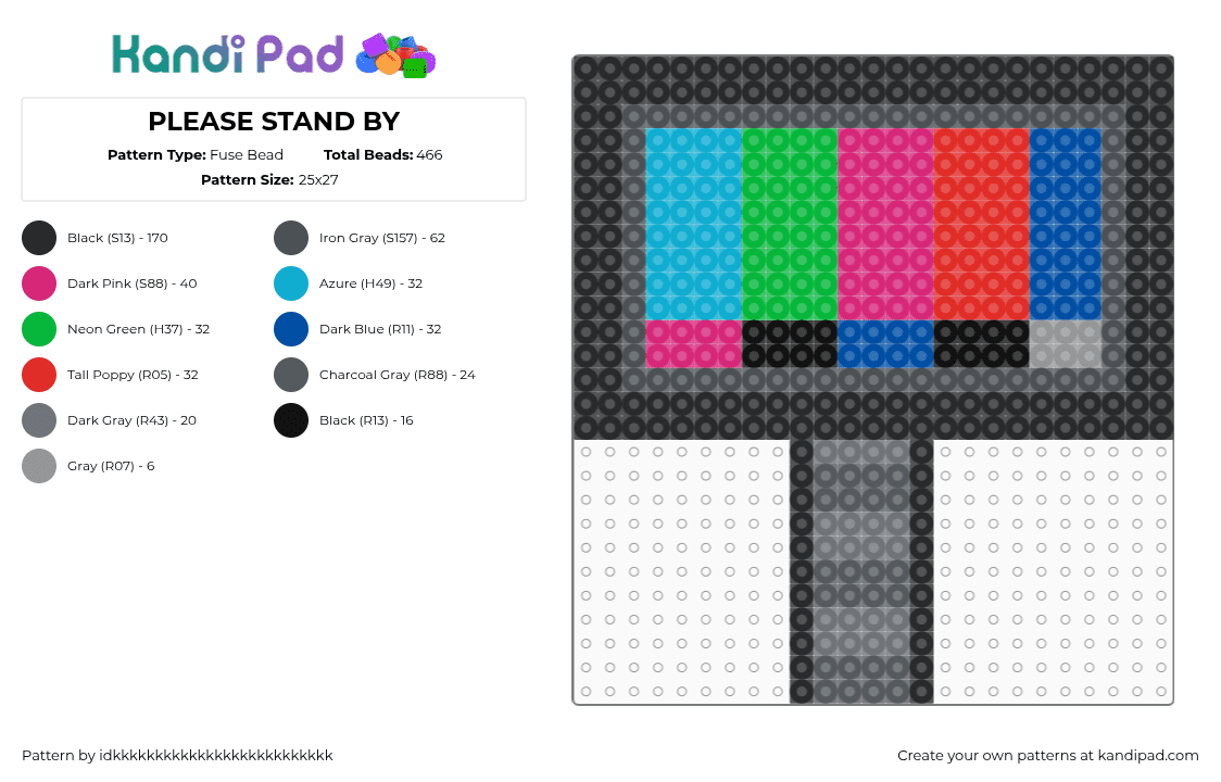 PLEASE STAND BY - Fuse Bead Pattern by idkkkkkkkkkkkkkkkkkkkkkkkkkk on Kandi Pad - purple,pink,gray