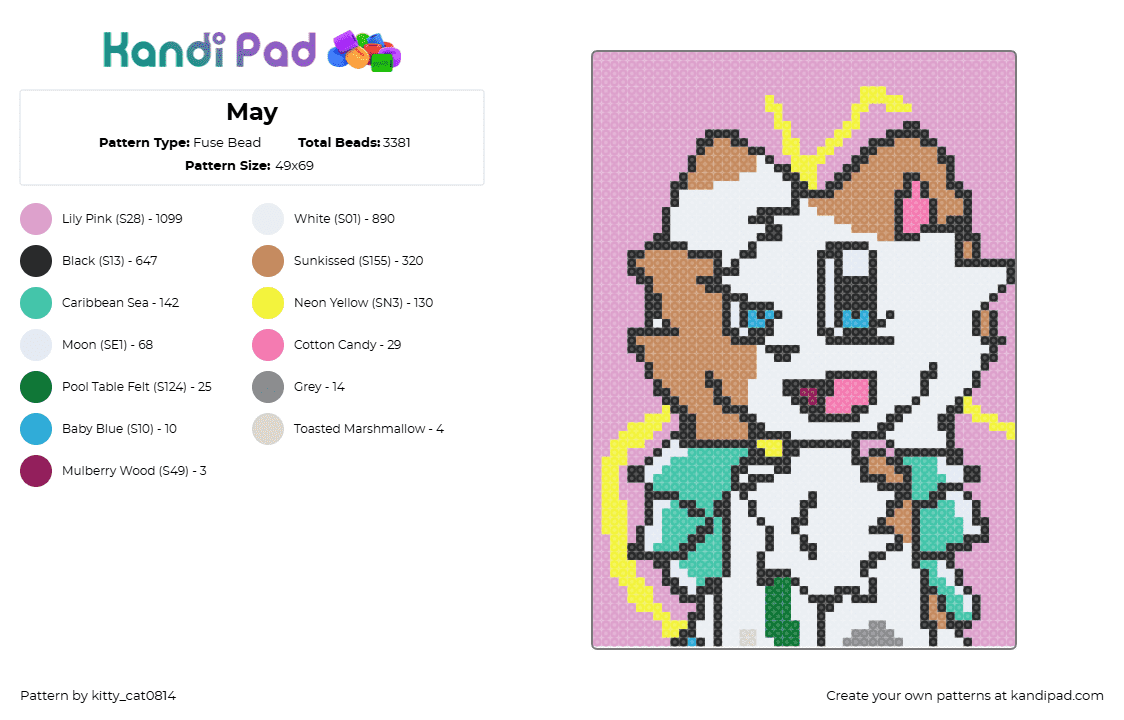 May - Fuse Bead Pattern by kitty_cat0814 on Kandi Pad - tan,pink