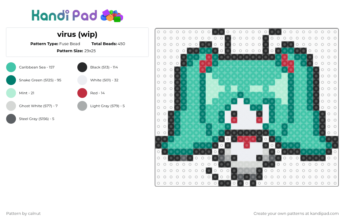 ro4ch - Fuse Bead Pattern by fujoseal on Kandi Pad - teal,oc,web