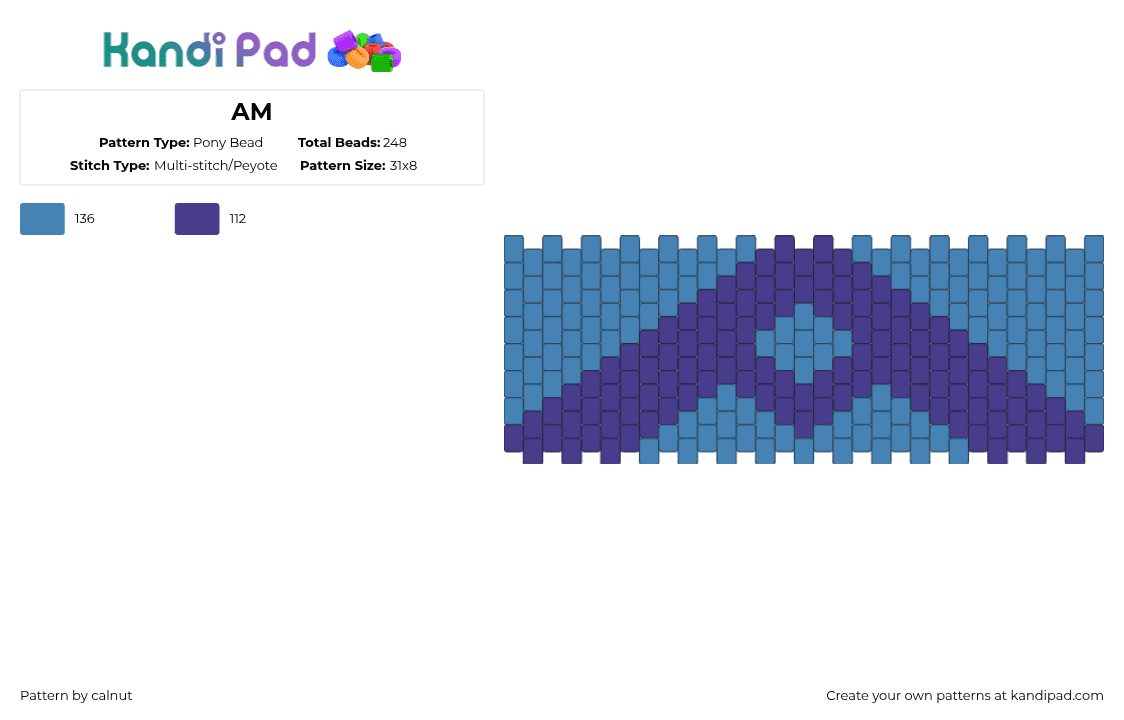 AM - Pony Bead Pattern by fujoseal on Kandi Pad - purple,blue
