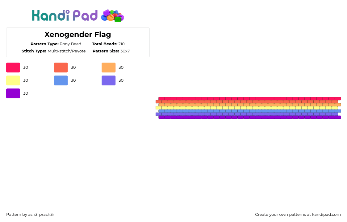 Xenogender Flag - Pony Bead Pattern by ash3rprash3r on Kandi Pad - red,xenogender,pride,prideflag,gender