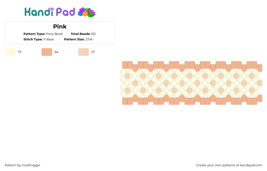 Pink - Pony Bead Pattern by missfroggie on Kandi Pad - beige,white