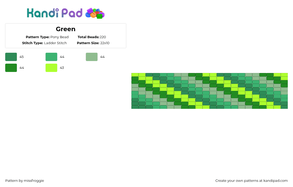 green - Pony Bead Pattern by missfroggie on Kandi Pad - snake,diagonal,stripes,cuff,green,bag,animal