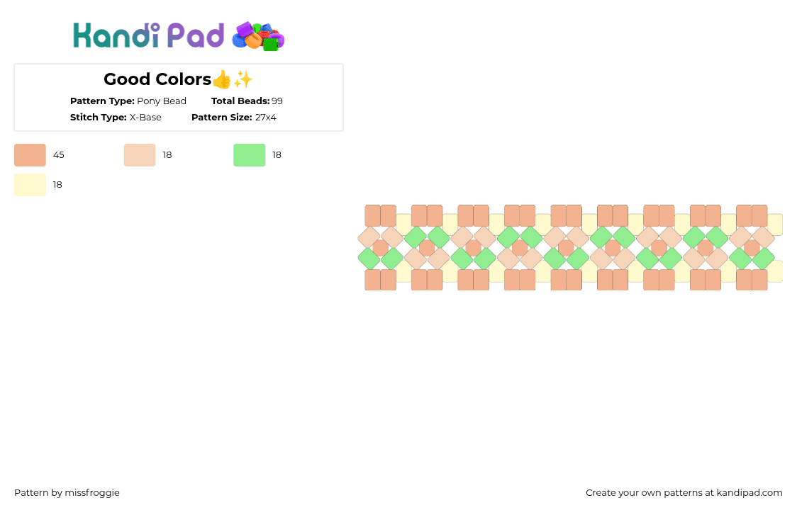 Good Colors👍✨ - Pony Bead Pattern by missfroggie on Kandi Pad - beige
