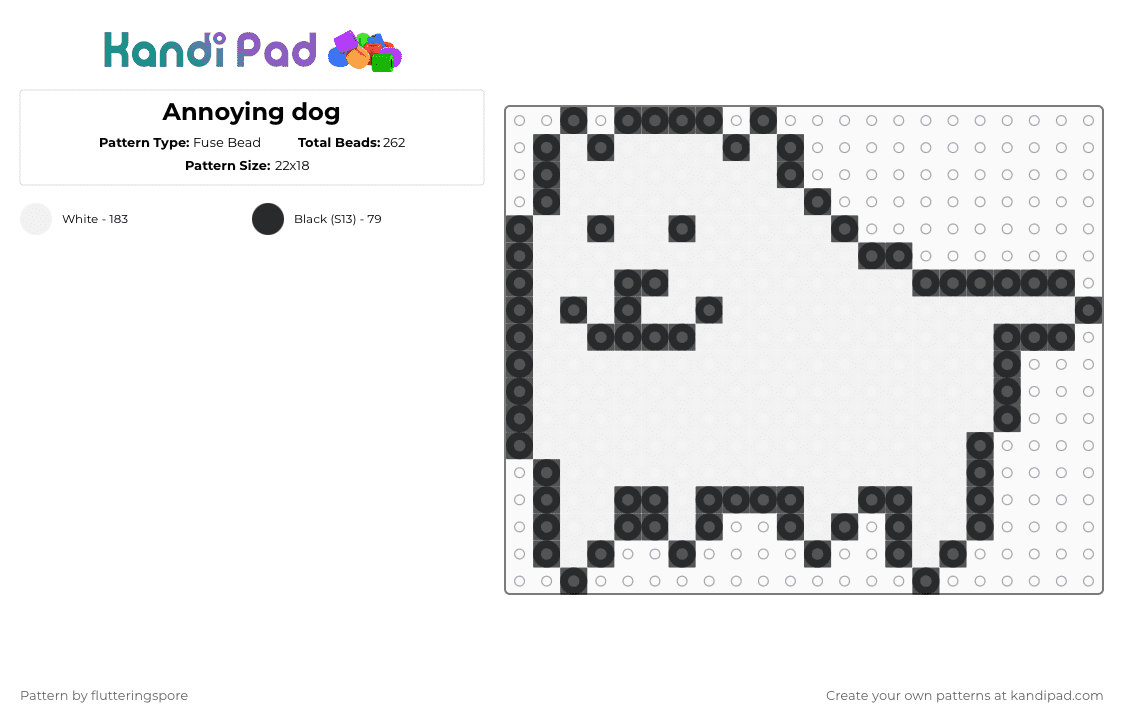 Annoying dog - Fuse Bead Pattern by flutteringspore on Kandi Pad - black, white