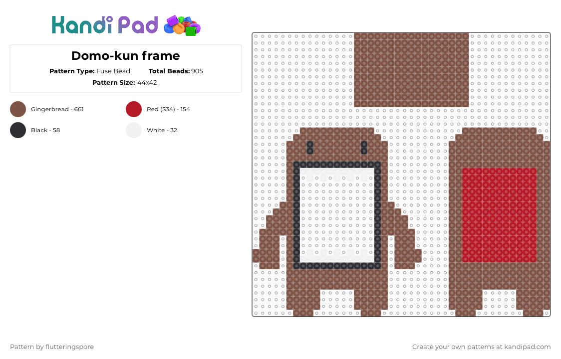 Domo-kun frame - Fuse Bead Pattern by flutteringspore on Kandi Pad - tan